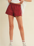 Let There Be Lace Trim Shorts in Burgundy