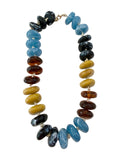 Delray Beaded Necklace in Tan & Blue