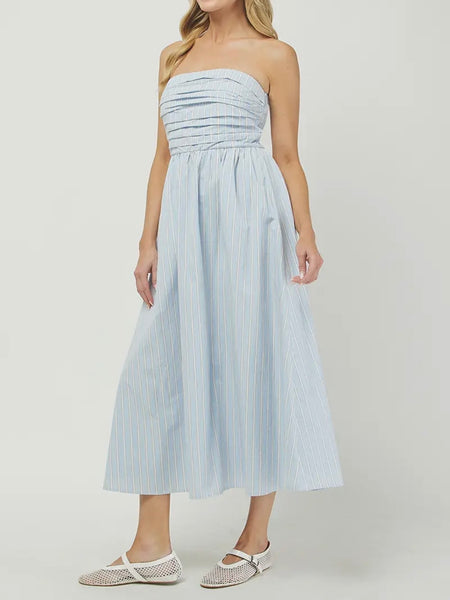 Sandy Strapless Dress in Sky