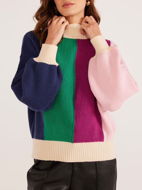 Kelsey Colorblock Knit Jumper in Stripe