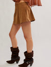 Paradise Found Suede Skort in Caramel Cafe