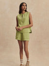 Simmons Half Zip Tank in Fern