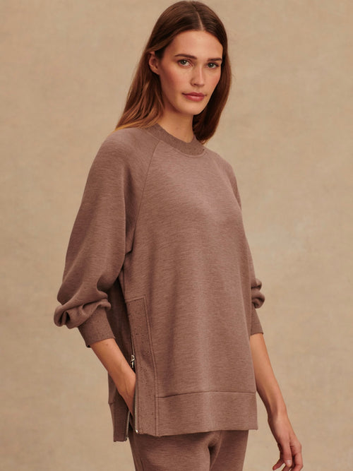 Nicole Boyfriend Sweat in Deep Taupe Marl Fleck