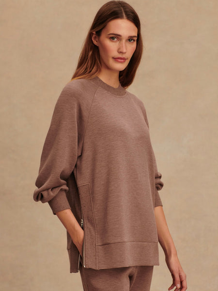 Nicole Boyfriend Sweat in Deep Taupe Marl Fleck