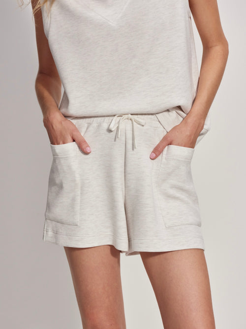 Isabella Mid Rise Short 4 in Ivory Marl