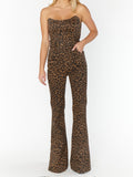 Santa Fe Jumpsuit in Leopard Latte Denim