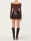 Wynn Faux Leather Short in Dark Brown
