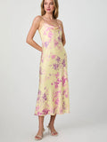 Elyria Oona Satin Midi Dress in Cornsilk Yellow