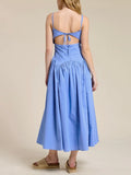 Ocean Muse Embroidered Sundress in Blue