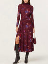 Aubriella Dress in Dark Plum Multi