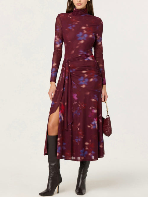 Aubriella Dress in Dark Plum Multi