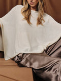 Loose Leaf Cape Sweater in Cream
