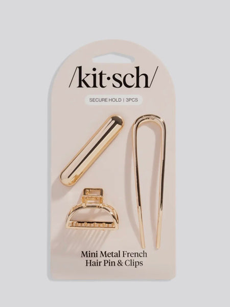 Mini Metal French Hair Pin & Clips 3pc