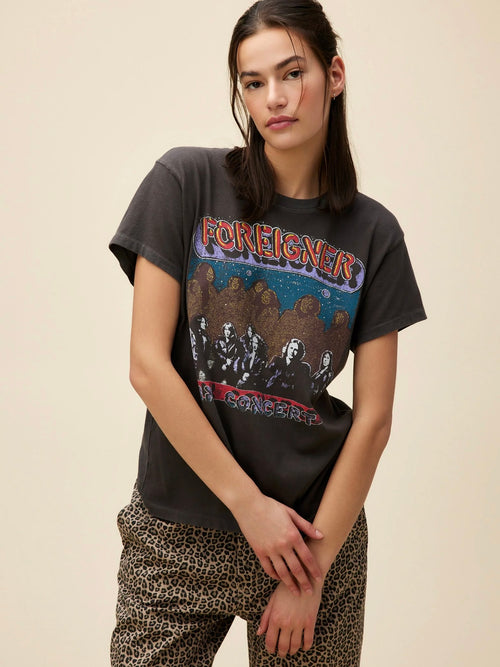 Foreigner In Concert Tour Tee in Washed Black