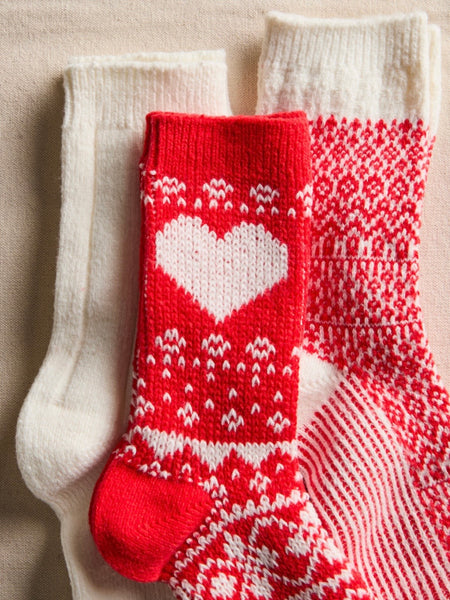 Nordic Knit Sock Pack in Red Combo