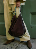 Suzie Suede Slouch Tote in Espresso