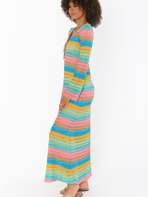 Vacay Coverup in Multi Stripe Crochet