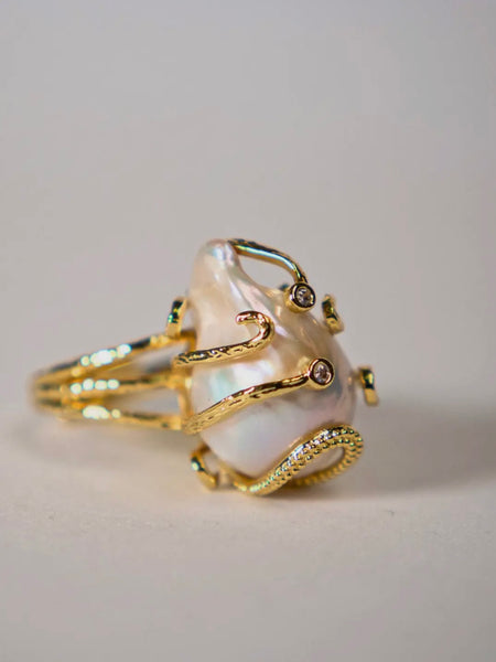 Organic Elegance Baroque Pearl Ring
