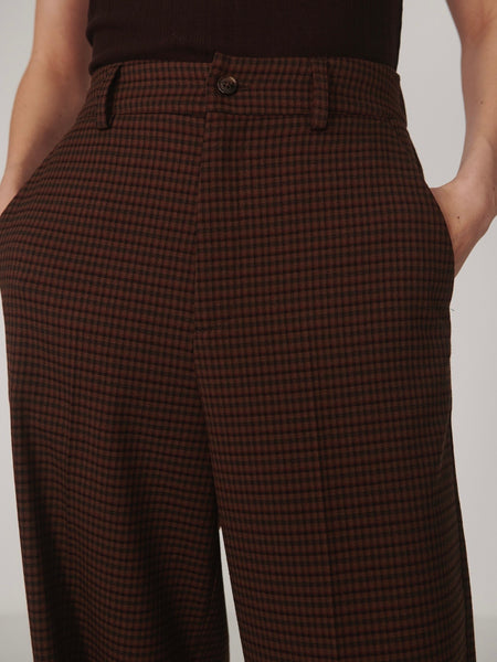 Layne Wide Leg 29.5 in Dark Cocoa Mini Check