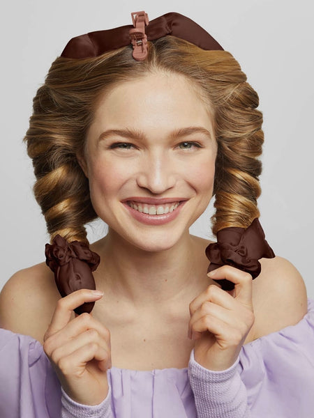 XL Satin Heatless Curling Set in Chocolate