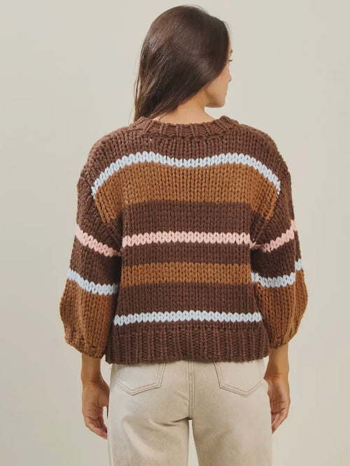 Coco Stripe Cardi in Brown