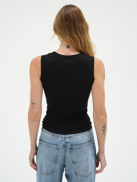 Deep U Ribbed Tank in Black