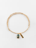 Beetle Cord Bracelet in Blue & Gold