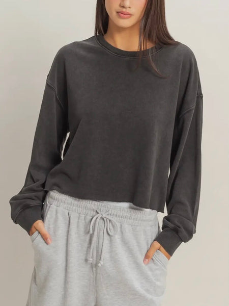 Mottled & Mineral Crop Tee in Black