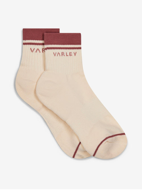 Lenni Half Crew Sock in Egret & Dusty Rose