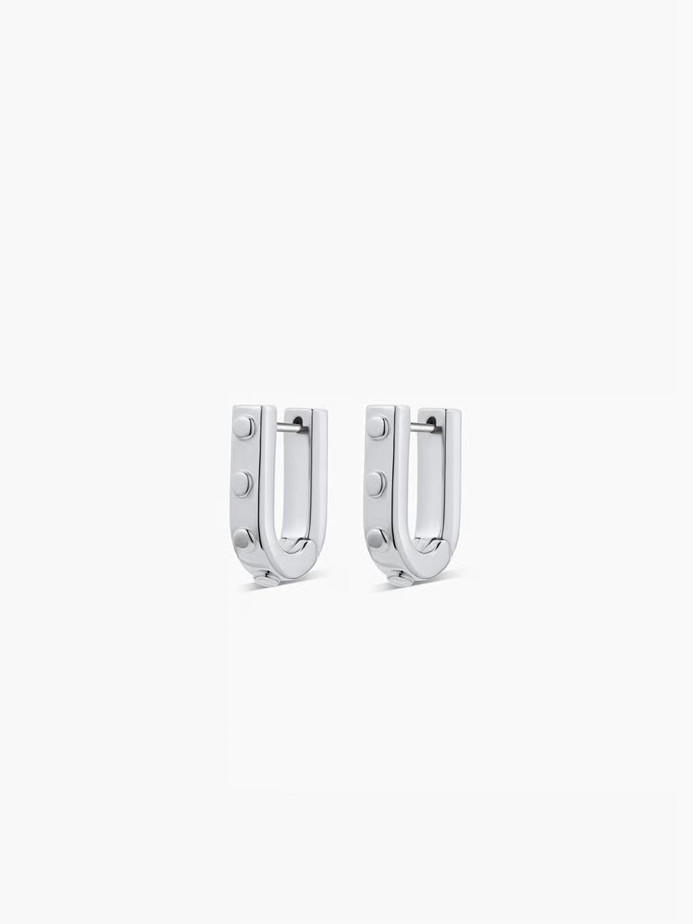 Asher Link Huggies in Rhodium – Staxx