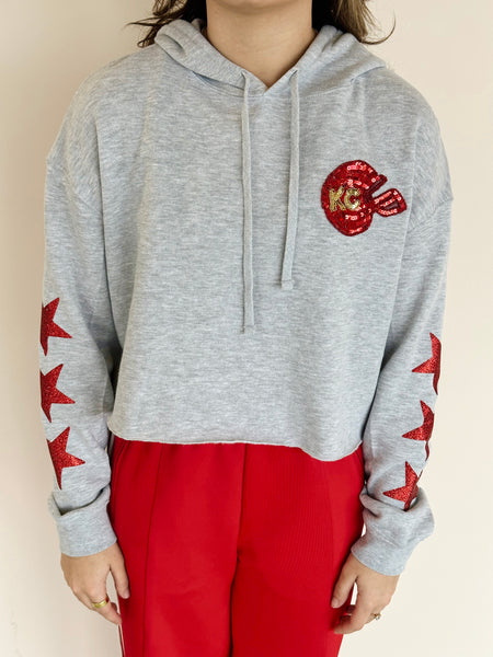 KC Sequin Helmet Sweatshirt in Grey