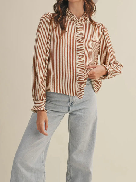 Stripes Are A Neutral Button Up in Pecan