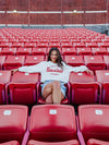 Off Shoulder Razorbacks Sweatshirt in Grey
