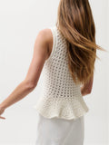 Anna Peplum Knit Tank in White