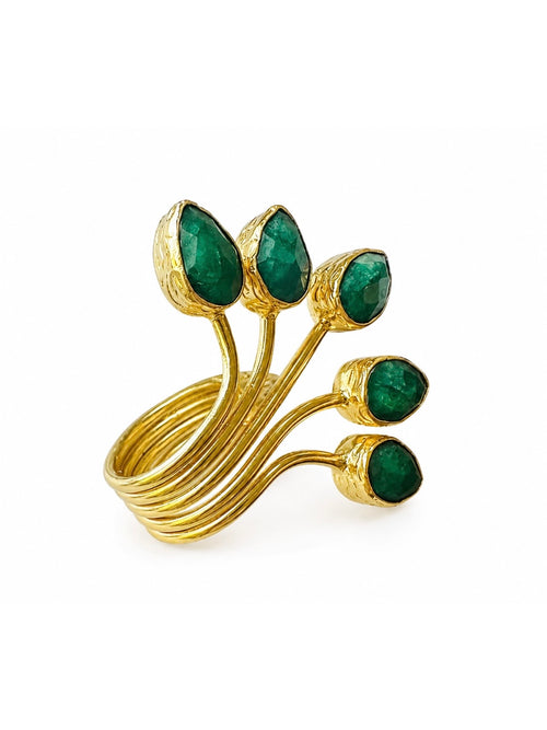 Ezzah Emerald Lotus Ring