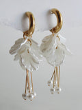 Pearl Petal Drop Hoops