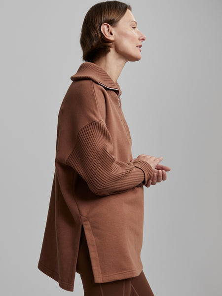 Owens Half Zip Sweat in Carob Brown