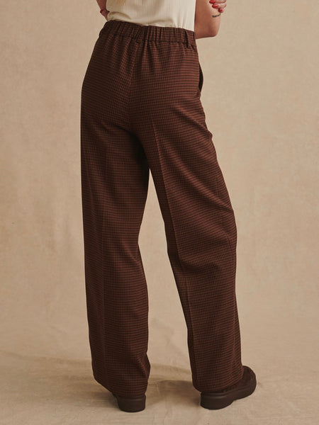 Layne Wide Leg 29.5 in Dark Cocoa Mini Check