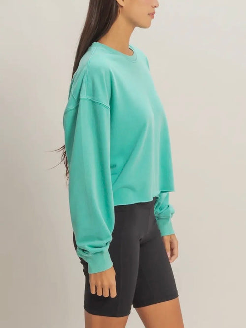 Mottled & Mineral Crop Tee in Turquoise