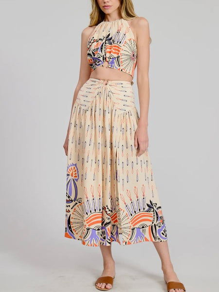 Jaen Printed Halter Top in Natural