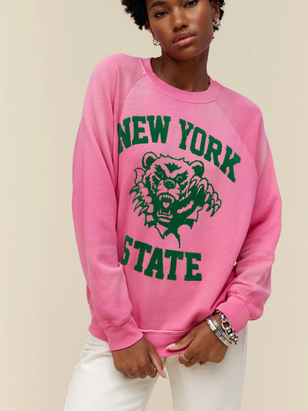 New York State Bear Vintage Sweatshirt in Sun Faded Pink Rouge
