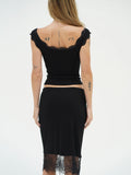 Cassidy Lace Ribbed Tank in Black