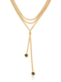 Forever Tied Lariat Necklace in Black Crystal