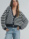 Check Your Stripes Cardi in Black