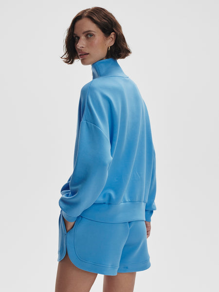 Hawley Half Zip Sweat in Azure Blue