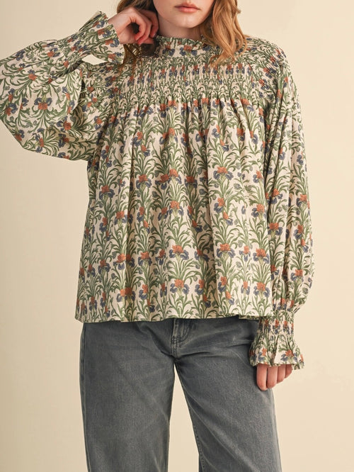 So Yoked To See You Blouse in Cream Garden