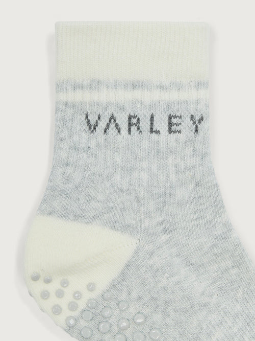 Grayson Half Crew Grip Sock in Light Grey Marl