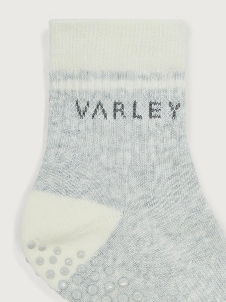 Grayson Half Crew Grip Sock in Light Grey Marl