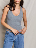 Blondie V Neck Tank in Dark Heather Grey