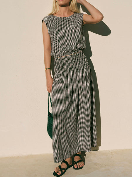 Brooke Gingham Skirt in Black